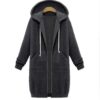 Hooded long-sleeved winter sweater women's jacket in a long thick shirt