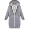 Hooded long-sleeved winter sweater women's jacket in a long thick shirt