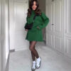 Sweater Skirt Set For Women 2 Pieces Knit Casual Versatile Long Sleeve Pullover Elegant Solid High Waist Mini Skirt Outfit