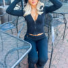 Hoodie Suit Women Leisure Sexy Zip Long Sleeve Sweater And High Waist Long Pants Set