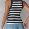 Slim Striped Vest With Bralette Ins Fashion Round Neck Sleeveless Tank Tops For Women Clothing