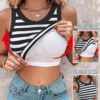 Slim Striped Vest With Bralette Ins Fashion Round Neck Sleeveless Tank Tops For Women Clothing