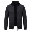 Thickened Plaid Print Jacket Cardigan Fashion Slim Fit Zipper Stand Collar Sweater Winter Men's Casual Long Sleeve Knitted Top Clothing