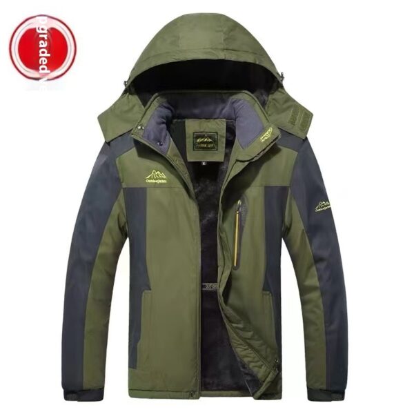 Winter Hooded Jacket Fashion Casual Warm Fleece Coat Windproof Rainproof Parka Windbreaker Men's Top
