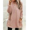 Women's Fleece Pullover With Pockets Warm Sweater shirt Casual Long Sleeve Plush Tops Hoodie Coat Streetwear Fall Loose Outfits Hoodie Tops