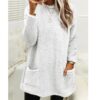 Women's Fleece Pullover With Pockets Warm Sweater shirt Casual Long Sleeve Plush Tops Hoodie Coat Streetwear Fall Loose Outfits Hoodie Tops