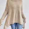 Irregular Turtleneck Sweater Winter Loose Long Sleeve Knitted Tops Leisure Warm Pullover Sweater Women's Clothing