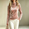 Velvet Fashion Loose-fit High-neck Long Sleeves
