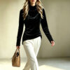 Velvet Fashion Loose-fit High-neck Long Sleeves