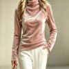 Velvet Fashion Loose-fit High-neck Long Sleeves