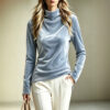 Velvet Fashion Loose-fit High-neck Long Sleeves